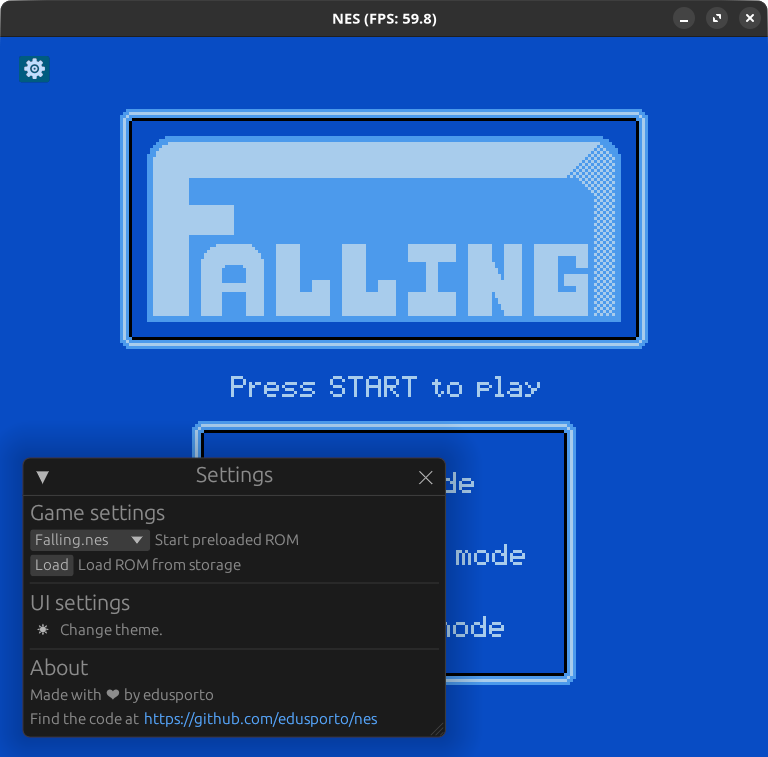 Screenshot of the NES emulator